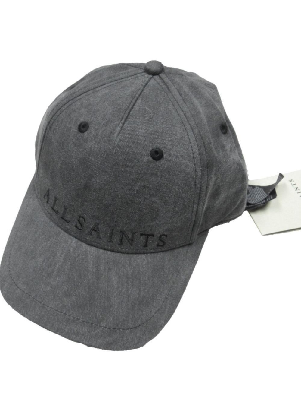AllSaints large logo baseball cap in washed black NWT